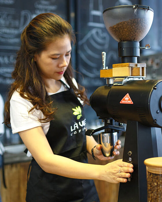 Barista preparing premium coffee